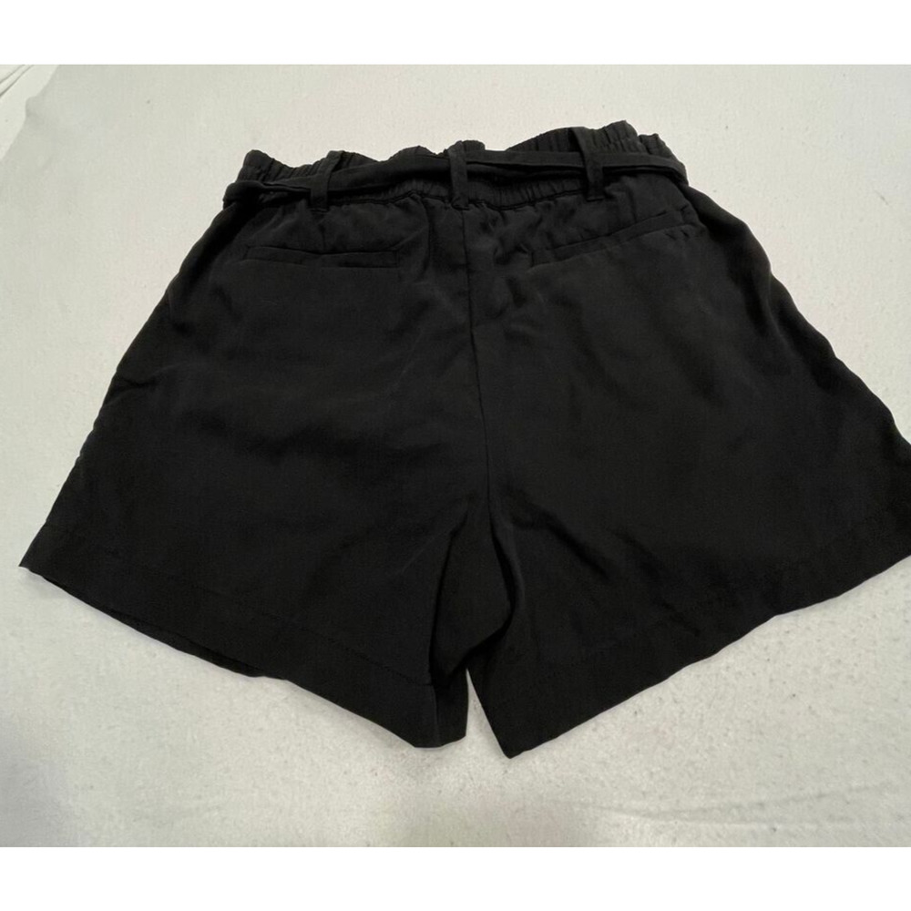 Sundance Melina Belted Paperbag Waist Short 8 Black Tencel Zipper-Pocket Pull On - Picture 3 of 10